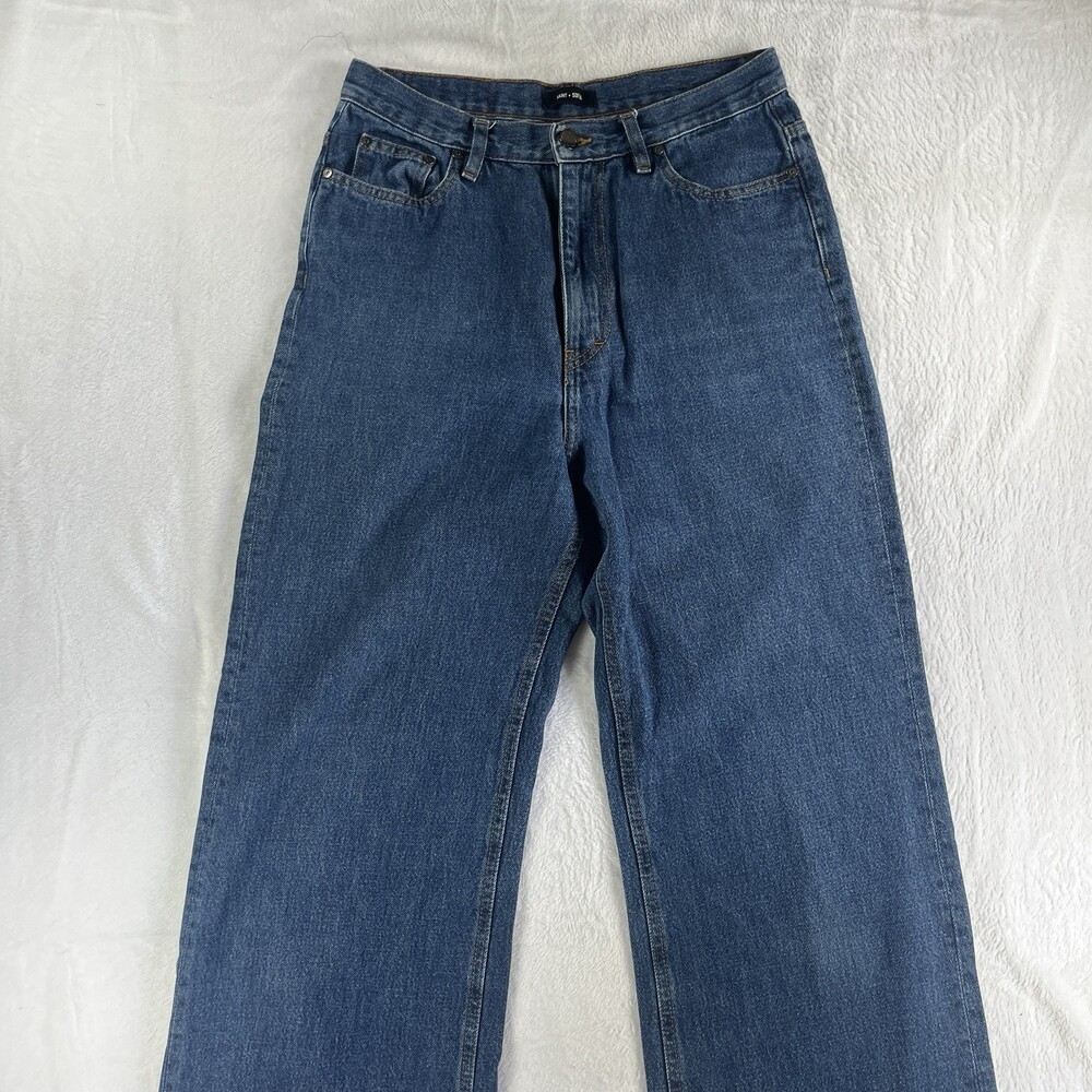 Saint + Sofia Womens Size 30 Blue Denim Wide Leg Jeans High Waisted Cotton